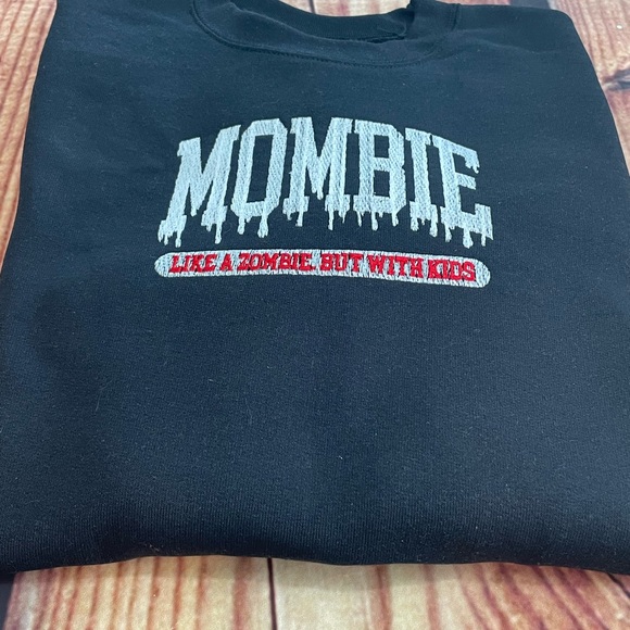 Custom Embroidered Mombie Like A Zombie but with kids Womens Sweatshirt - Picture 2 of 5
